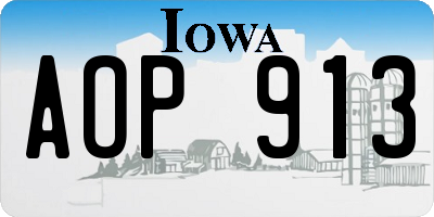 IA license plate AOP913