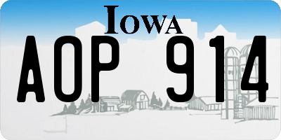 IA license plate AOP914