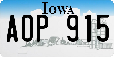IA license plate AOP915