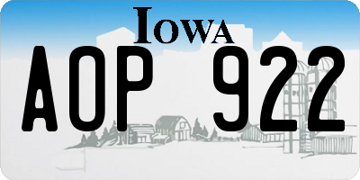 IA license plate AOP922