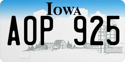 IA license plate AOP925