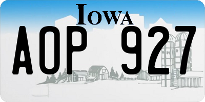 IA license plate AOP927