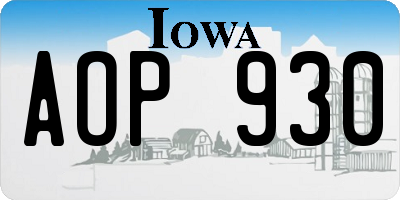 IA license plate AOP930