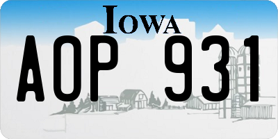 IA license plate AOP931