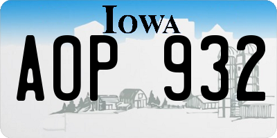 IA license plate AOP932