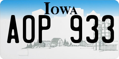 IA license plate AOP933