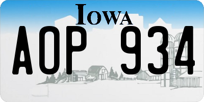IA license plate AOP934