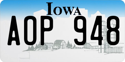 IA license plate AOP948