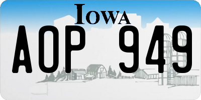 IA license plate AOP949
