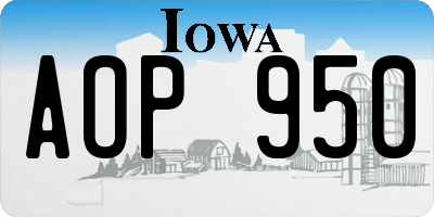 IA license plate AOP950