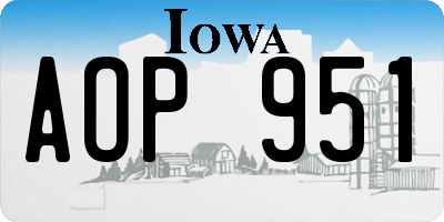 IA license plate AOP951