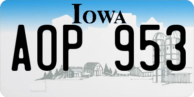 IA license plate AOP953