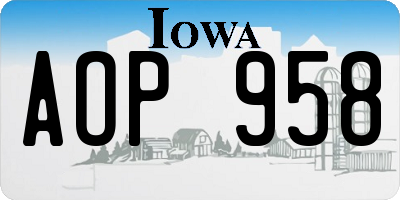 IA license plate AOP958