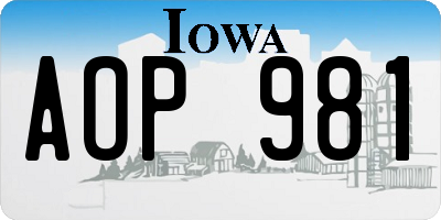 IA license plate AOP981