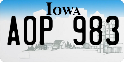 IA license plate AOP983