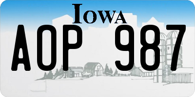 IA license plate AOP987