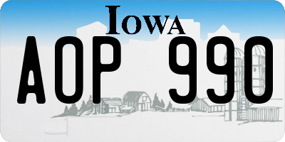IA license plate AOP990