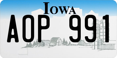 IA license plate AOP991