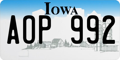 IA license plate AOP992