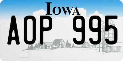 IA license plate AOP995