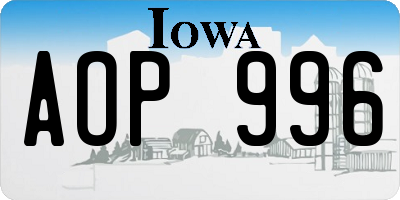 IA license plate AOP996