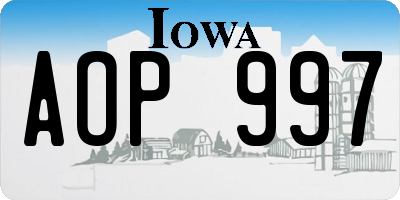 IA license plate AOP997