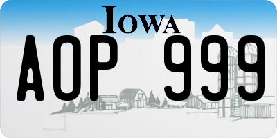 IA license plate AOP999