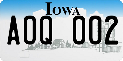 IA license plate AOQ002