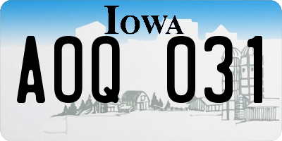 IA license plate AOQ031