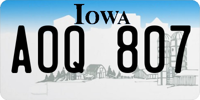 IA license plate AOQ807