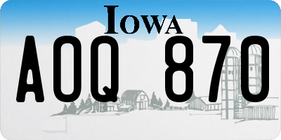 IA license plate AOQ870