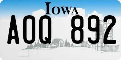 IA license plate AOQ892