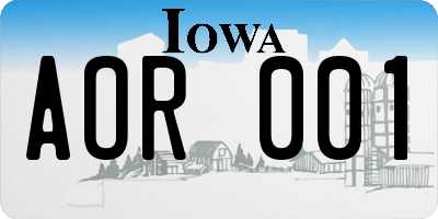 IA license plate AOR001