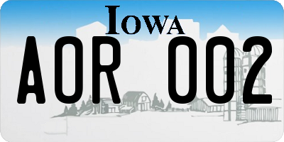 IA license plate AOR002