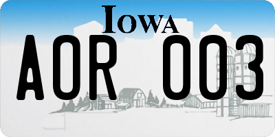 IA license plate AOR003