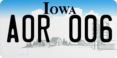 IA license plate AOR006