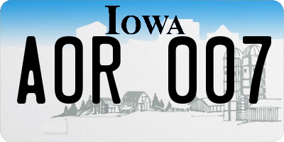 IA license plate AOR007