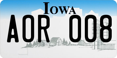 IA license plate AOR008