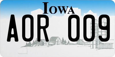 IA license plate AOR009