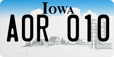 IA license plate AOR010