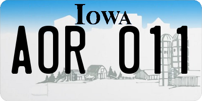 IA license plate AOR011