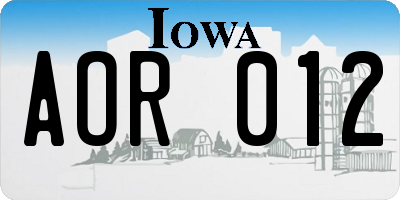 IA license plate AOR012