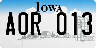 IA license plate AOR013