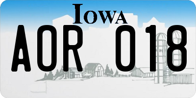 IA license plate AOR018