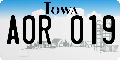 IA license plate AOR019