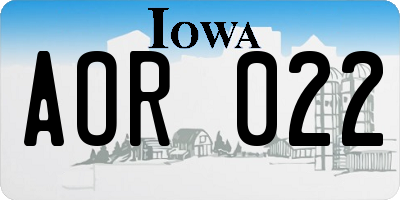 IA license plate AOR022