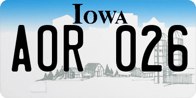 IA license plate AOR026