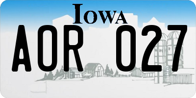 IA license plate AOR027