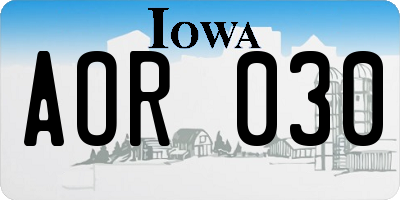 IA license plate AOR030