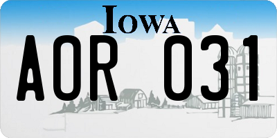 IA license plate AOR031